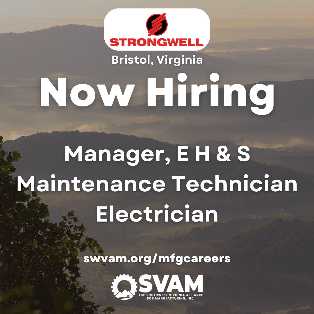 SWVAMfg's tweet image. 🔧 Strongwell in Bristol, VA is hiring! Explore job opportunities now: ow.ly/yuBU50QwLy0
 #BristolVA #JobOpportunity

(Note: This post was created by SVAM and isn't an official post from Strongwell.)