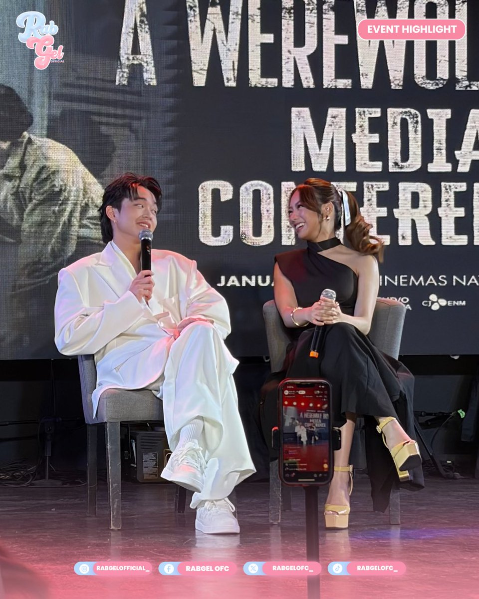 RABGELOFC_'s tweet image. Smiles, stories, and exciting sneak peeks filled the room as Angela Muji and Rabin Angeles met the press for the pocket press conference of A Werewolf Boy 🐺🎬

From heartfelt answers to light, playful moments, RabGel shared their journey and built even more excitement for what’s…