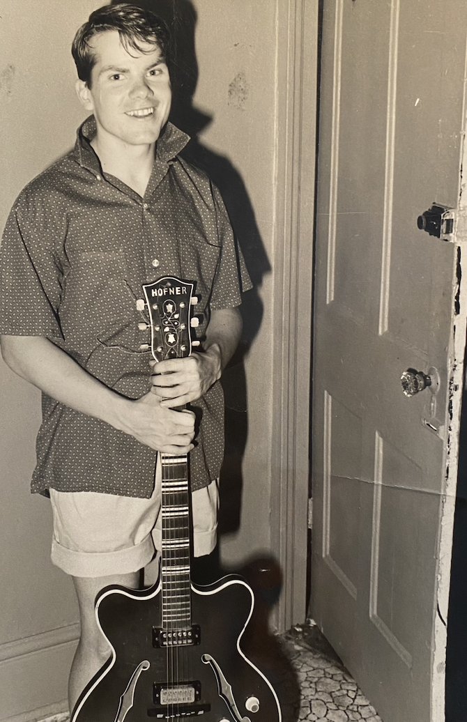 This is me in my first Toronto apt with my first guitar. I lived in a rooming house and the rent was $135 a month. I was so young and dumb then that I didn't know that you shouldn't live in a rooming house with 8 people and share one bathroom. But look at how young and dumb I am!