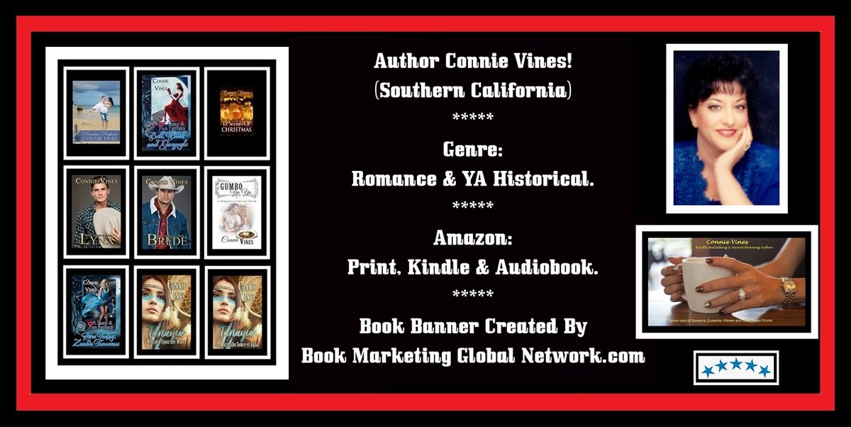Author Connie Vines!
Romance (Western &amp; Frontier), Romance (Collections &amp; Anthologies), Fantasy Series, YA Historical, &amp; Spanish Edition.
bookmarketingglobalnetwork.com/book-marketing…