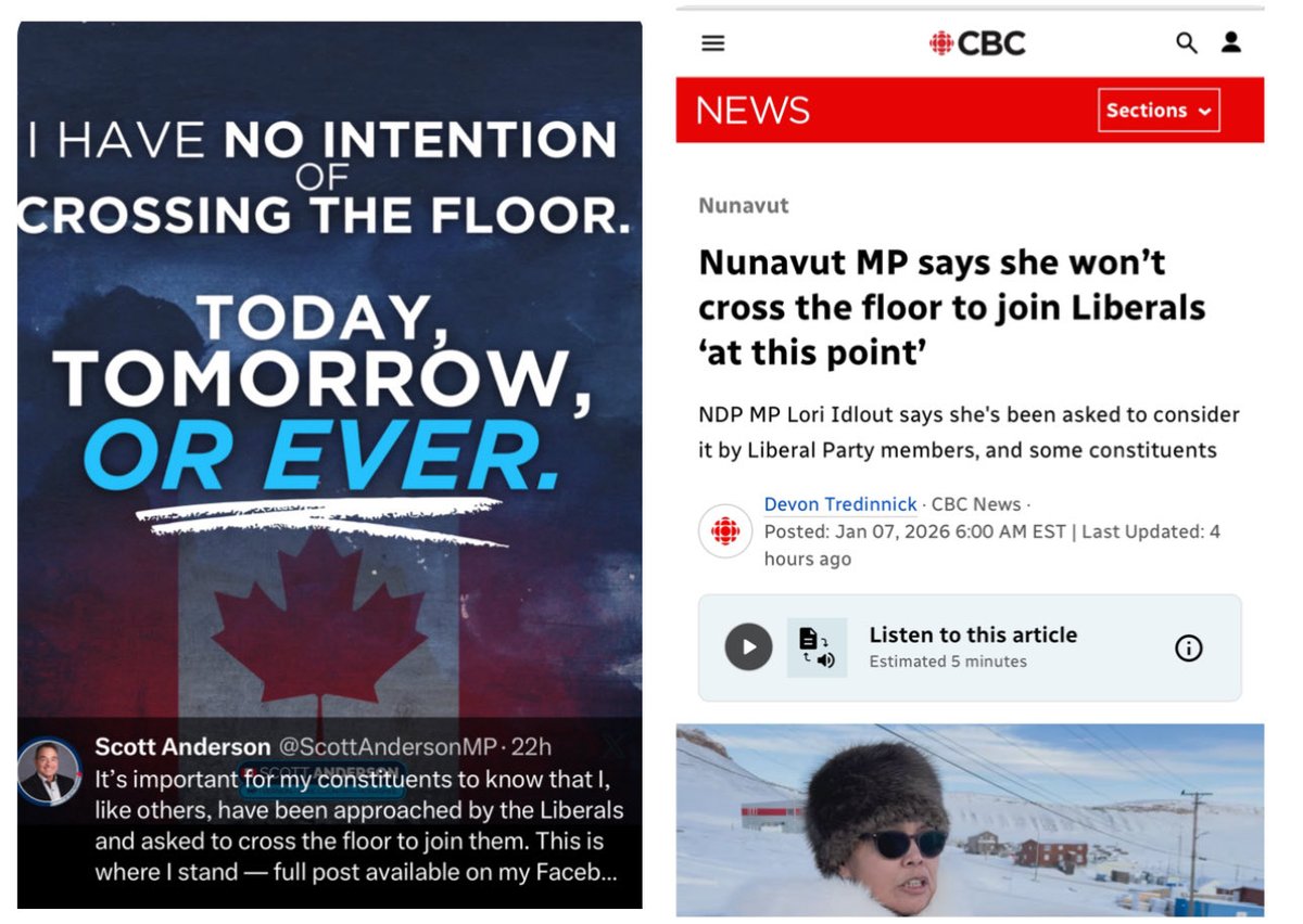 BarbaraBalCPC's tweet image. To all the skeptics suggesting @ScottAndersonMP isn’t telling the truth about Liberals approaching him to cross the floor - think again! 🤔 

While floor crossing is perfectly legal and constitutional in Canada, it’s the CONTEXT here that matters. 

This is a government WITHOUT a…