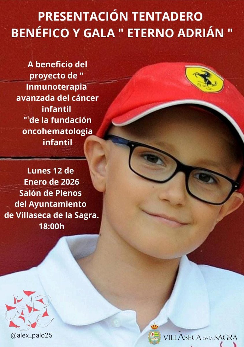 Villaseca de la Sagra acogerá la presentación del Tentadero Benéfico y Gala “Eterno Adrián” a favor de la investigación contra el cáncer infantil villasecadelasagra.es/es/noticias/vi…
