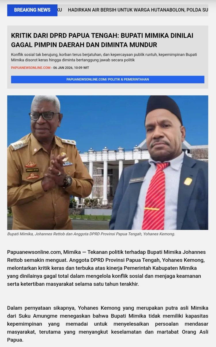 KagoyaSilas's tweet image. Tokoh Mimika Yohanes Kemong anggota DPR Papua Tengah periode 2024-2029 telah membantu TNI-POLRI dan pemerintah daerah menghentikan perang suku di #Timika untuk berdamai.
#Papua
#PapuaDamai #PapuaIndonesia