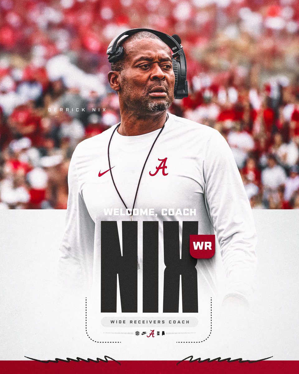 AlabamaFTBL's tweet image. Welcome to Tuscaloosa, Coach Derrick Nix 🙌

🔗: bit.ly/4pmbVGZ