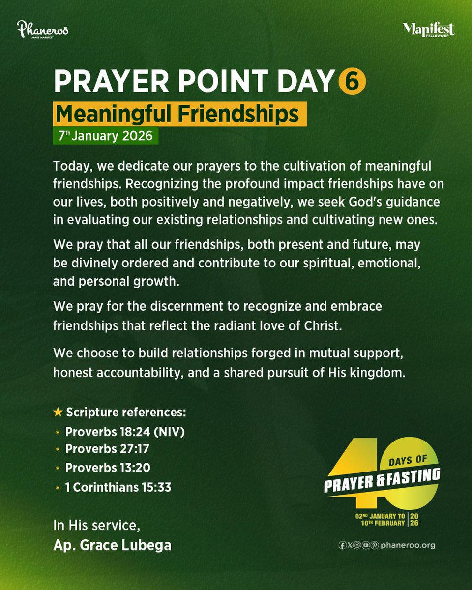 NkulabwireS's tweet photo. 🔥Prayer Point Day 6: MEANINGFUL FRIENDSHIPS https://t.co/NQvoPOMes9