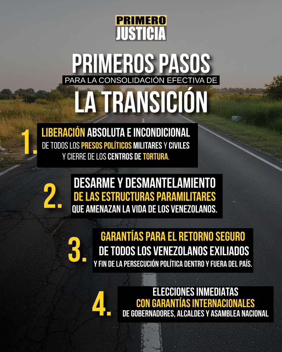 Pr1meroJusticia's tweet photo. Estas son nuestras exigencias para la consolidación de la transición basada en el humanismo y el futuro próspero para todos los venezolanos. https://t.co/ofxvXKxIsQ