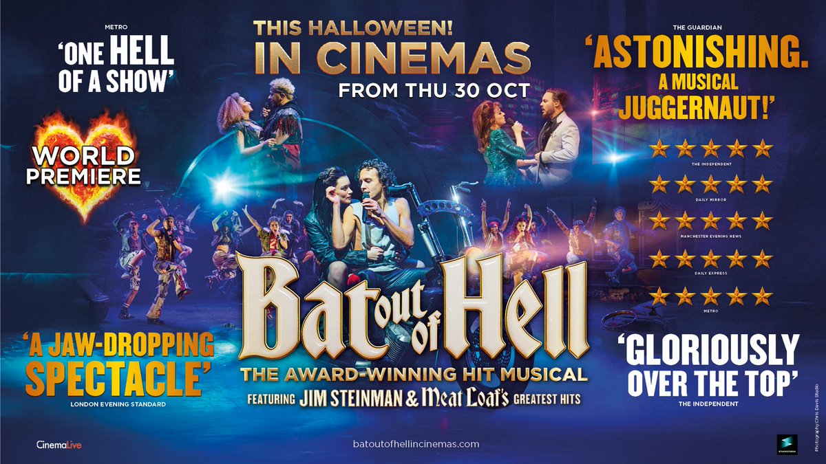 HullTruck's tweet image. 🎬 🦇Get ready for the ultimate rock experience as Bat Out of Hell roars onto the big screen!

Watch the cast of the West End production bring Jim Steinman and Meat Loaf’s iconic anthems to life! 🔥

Tue 20 Jan: bit.ly/3N7JpLX 🔗

#BatOutOfHell #Hull #HullTruckScreen