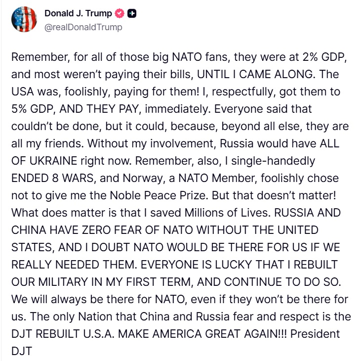 Commentary Donald J. Trump Posts From Truth Social tweet media