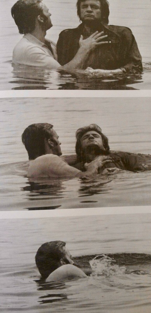 realcountry1953's tweet image. Johnny Cash being baptized in the River Jordan in 1971 - age 39, by Pastor Jimmie Snow.