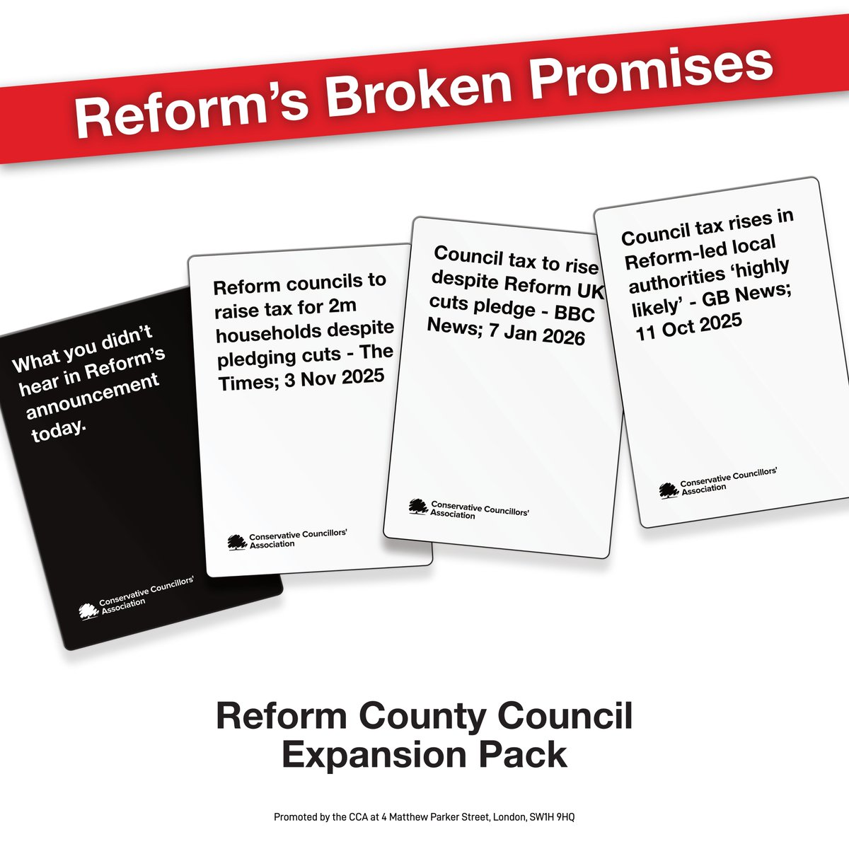 The Reform County Council Expansion Pack is out now.

What’s inside?
Higher council tax. Broken pledges. Fewer services.