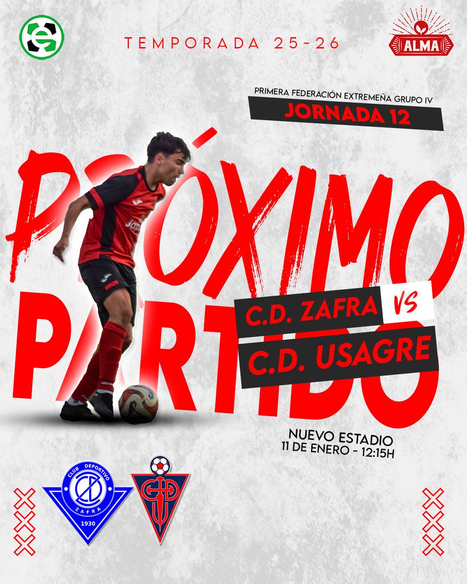🏆 1ª Div. Extremeña G-4
 
🏠#J12🆚 <a href="/CDZafra/">C. D. Zafra</a> 
📅11/01/26
🕒12:15H
🏟️Nuevo Estadio 

¡VAMOS CDU!🔴🔵