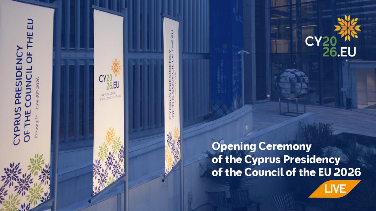 We’re live!

The opening ceremony of the Cyprus Presidency of the Council of the EU is streaming live on our YouTube channel.

Join us as we officially mark the beginning of our Presidency 👉 youtube.com/@cy2026eu