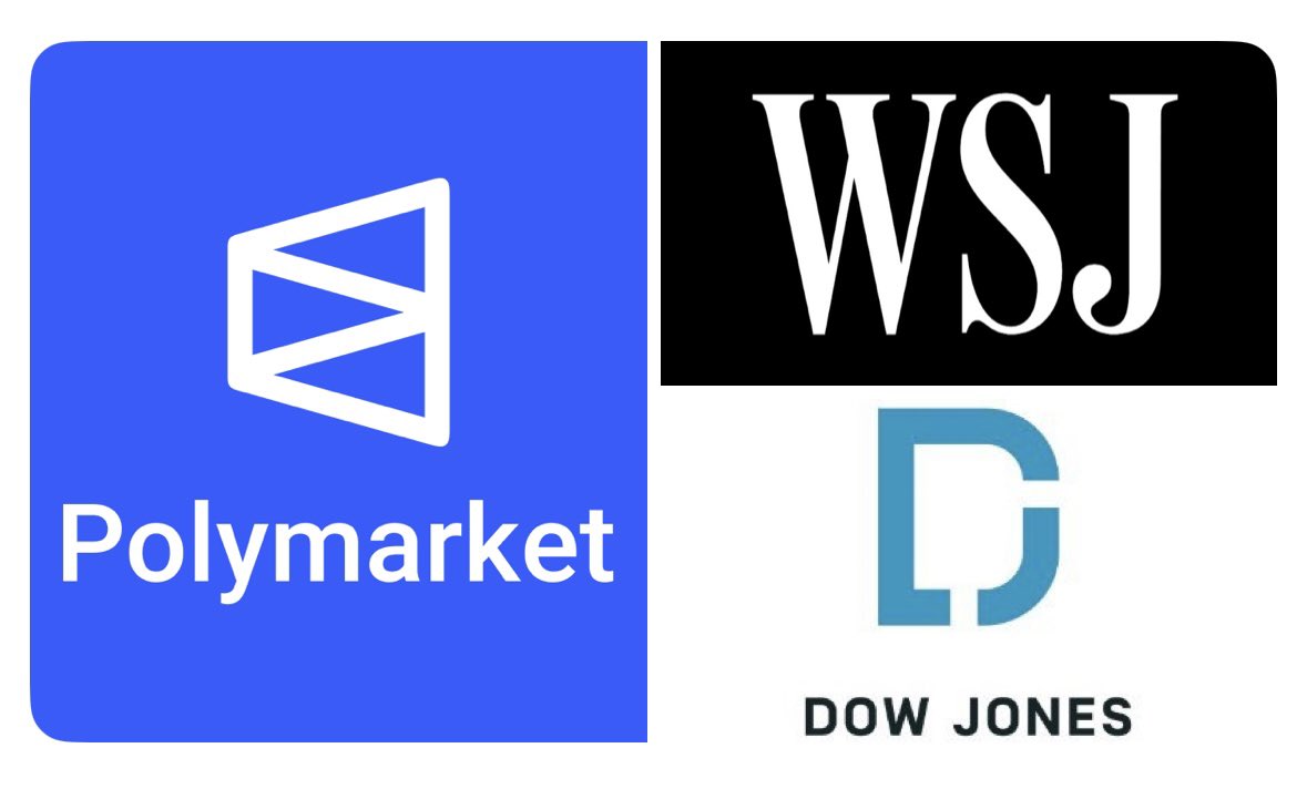 Polymarket 与《华尔街日报》和道琼斯指数成为独家预测市场合作伙伴。 全球最大的预测市场™ 出现了，这是一个纯Web2  产品，真正的SuperApp，＞交易所/ 公链，任何信息的载体都可以成为其发行的二元期权客体。