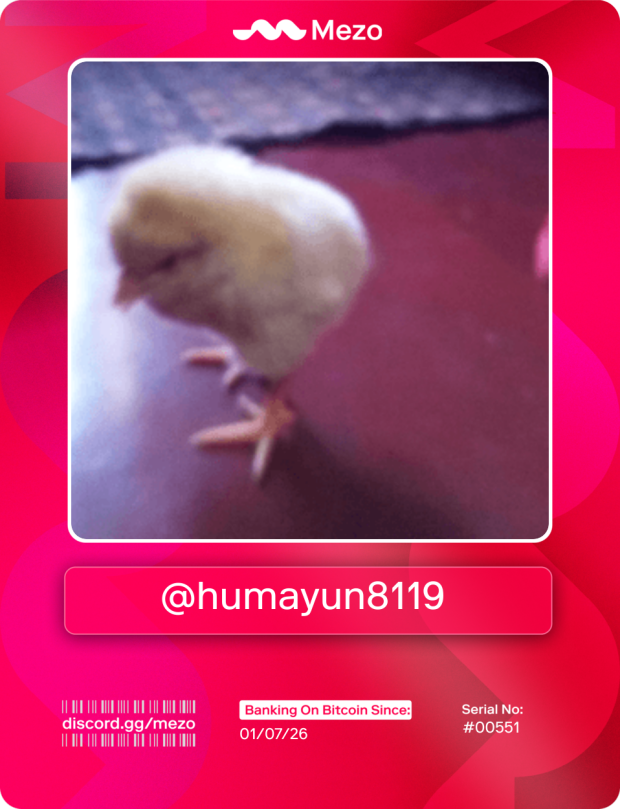 Humayun53526270's tweet photo. One of the few.

One of the early.

One of the first inside The Bitcoin Banking Experience.

Powered by $28.5M in funding and world-class backers like @PanteraCapital, @Multicoin, @GSR_io&amp; more.

@MezoNetwork Bankcard claimed at https://t.co/aqVkAJ9pJr https://t.co/D028DV9XJ4
