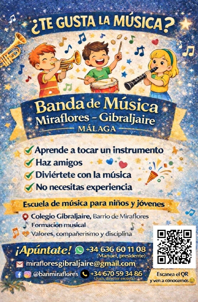 ¡¡Pasadas las vacaciones de Navidad vuelven los ensayos de nuestra Banda y las clases de nuestra Escuela de Música!!

¡¡No lo pienses más, apúntate y vive nuestro #50AniversarioMiraflores desde dentro!!

#SuenaMiraflores