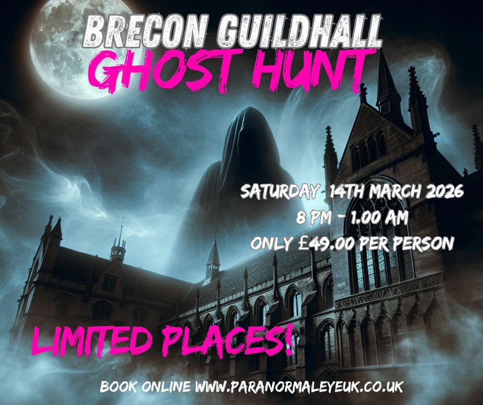 Join us for an unforgettable ghost hunt at the haunted Brecon Guildhall! Are you bold enough to spend the night in this eerie location? Witnesses have reported chilling sounds of footsteps and cries echoing through the halls. Don't miss your chance to experience the supernatural