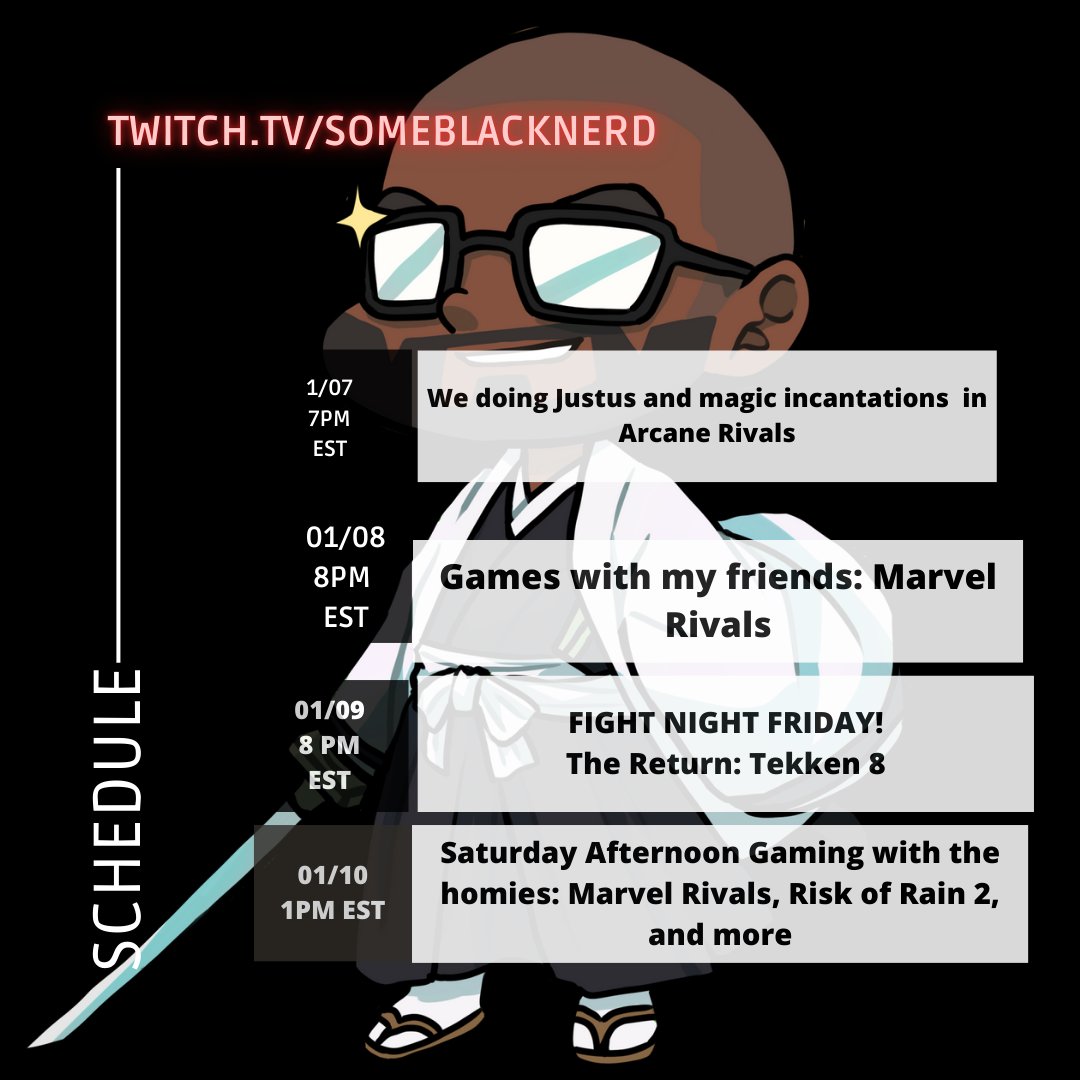 BEAUTIFUL PEOPLE OF EARTH 23!! OUR SCHEDULE THIS WEEK IS GOING TO BE A FUN ONE!!

Tonight, we start with Arcane Rivals, an indie game I was lucky enough to get a key for! We going to be doing Ninja/Magic ish, yall! Join us for a good time! Link in thread!