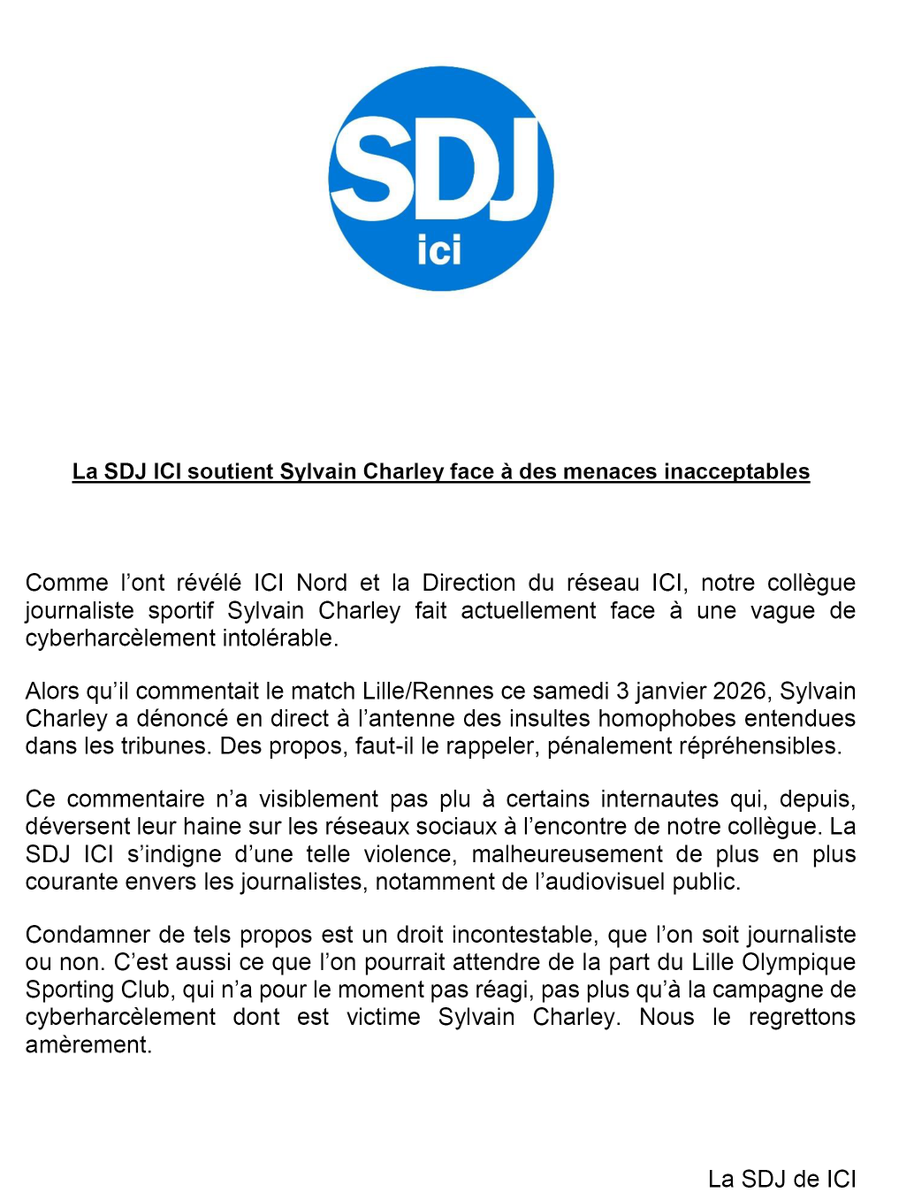 La SDJ de ICI soutient Sylvain Charley face à des menaces inacceptables