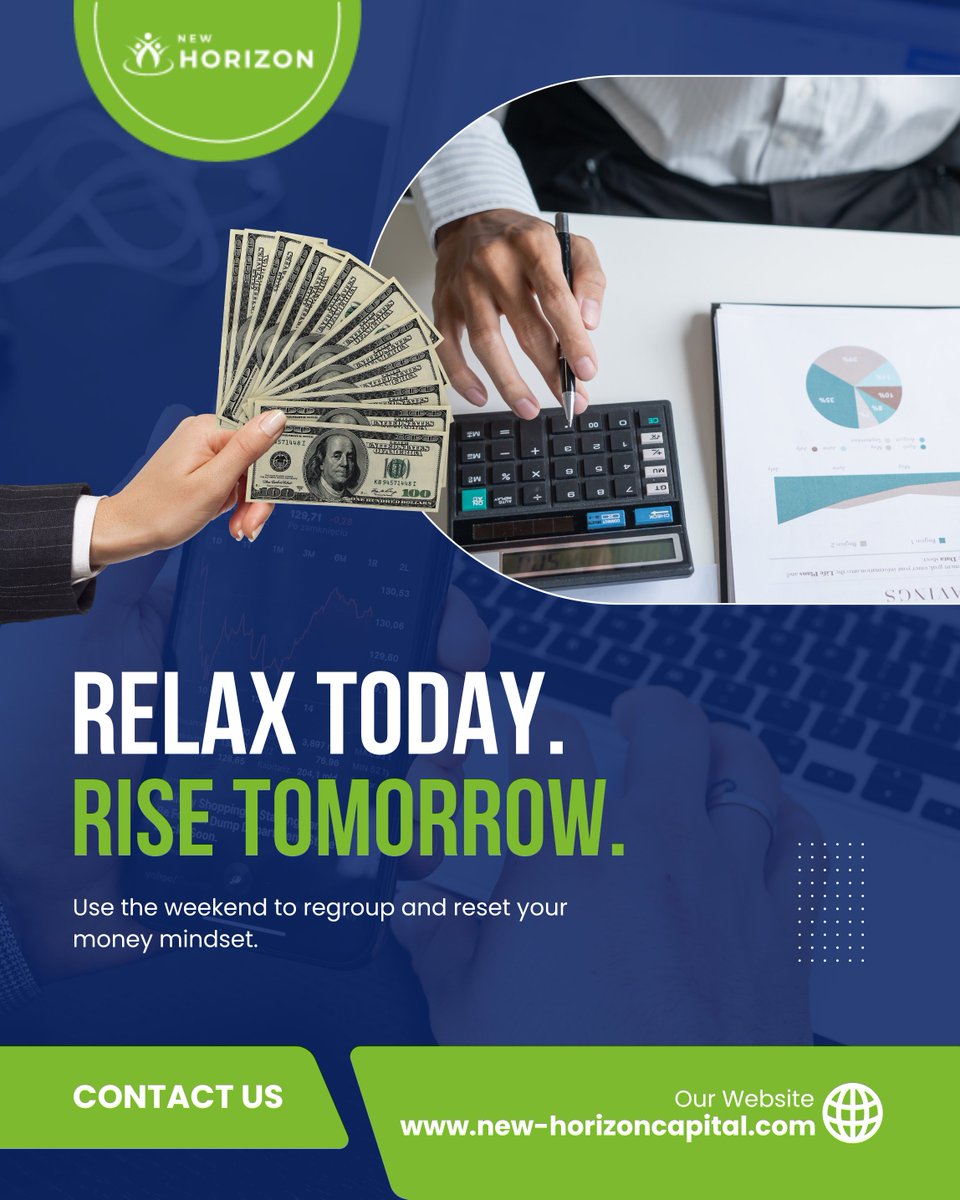 NewHorizoncap's tweet image. 📅 Use the weekend to regroup and reset your money mindset.
Need a clearer plan for the month ahead?

Book a free consult at new-horizoncapital.com or call 📞 307-481-5550

#WeekendFinance #ResetAndRefocus #NewHorizonCapital #PlanAhead