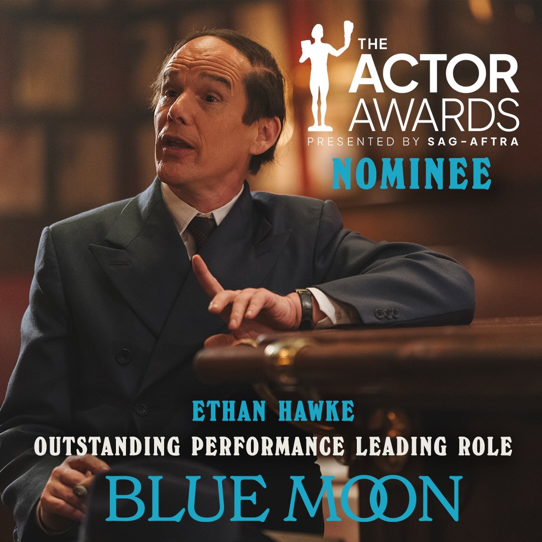 SonyPicturesAUS's tweet image. Ethan Hawke has been nominated for Outstanding Performance by a Male Actor in a Leading Role for BLUE MOON at the 32nd annual Actor Awards! #BlueMoon is exclusively in cinemas from January 29.