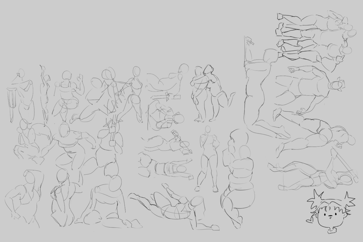 Jenn_Draws's tweet image. Have my little 1min gesture practice dump ♡
