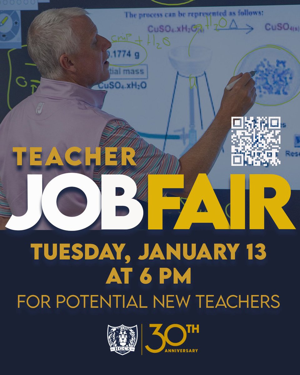 HGCSchool's tweet photo. Potential teachers, we’re excited to invite you to our very first Teacher Job Fair at Hickory Grove Christian School. Come learn more about who we are, our heart for Christian education, and how you might be part of what God is doing here.

Tuesday, January 13
6:00 PM
RSVP: https://t.co/b6EoWIak1S

We’d love to meet you!