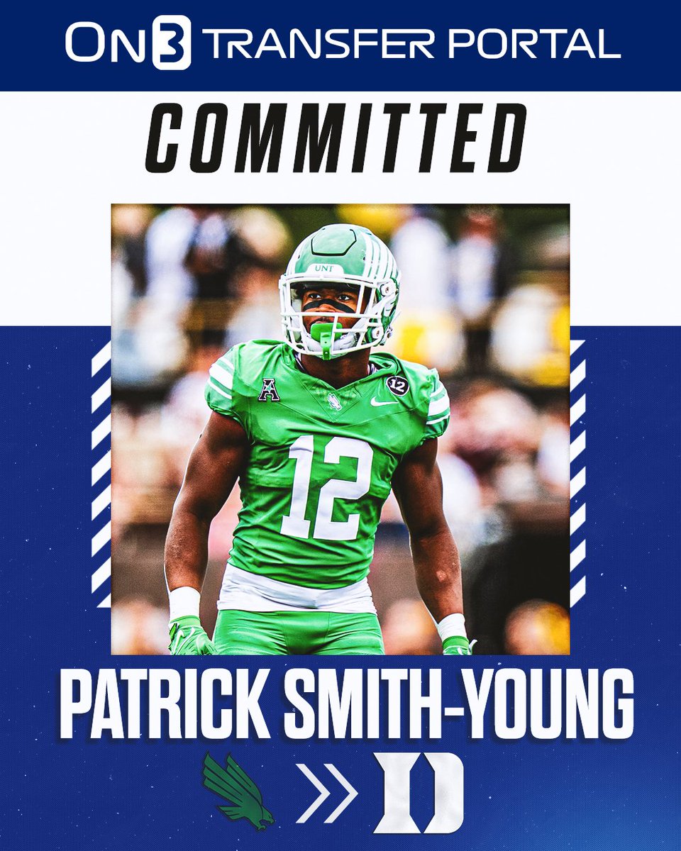 TransferPortal's tweet image. BREAKING: North Texas transfer safety Patrick Smith-Young has signed with Duke, @PeteNakos reports😈

on3.com/transfer-porta…