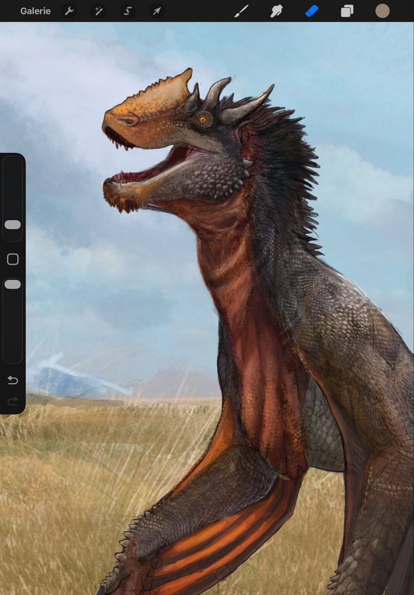 Svardeka's tweet image. The face is going through some change

I think i finally found a way to give the feeling that the crest being “touched by the sun” 

This is important, as in the folklore of the indigenous people of the steppes, dragons are one of the incarnation of the sun god/spirit