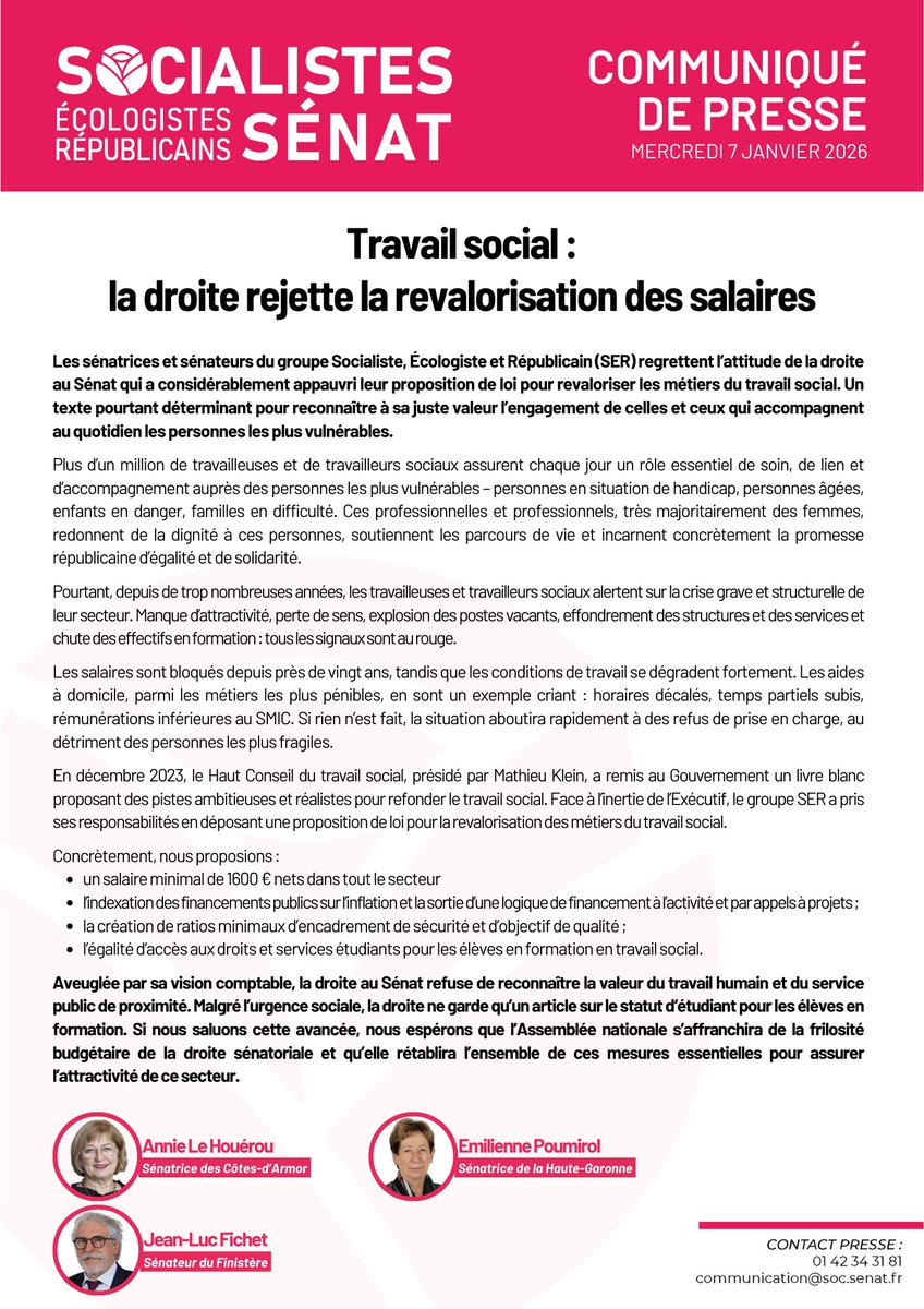 🔴 Travail social : la droite rejette la revalorisation des salaires

Elle a considérablement appauvri notre proposition de loi pour revaloriser les métiers du travail social

Un texte pourtant déterminant pour reconnaître l'engagement de ceux qui accompagnent les + vulnérables.
