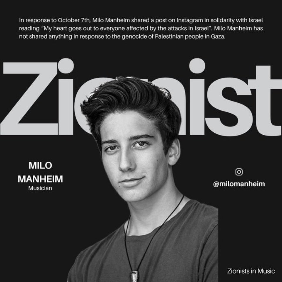 fantasizemafia's tweet image. Milo Manheim is a Zionist and supports genocide btw