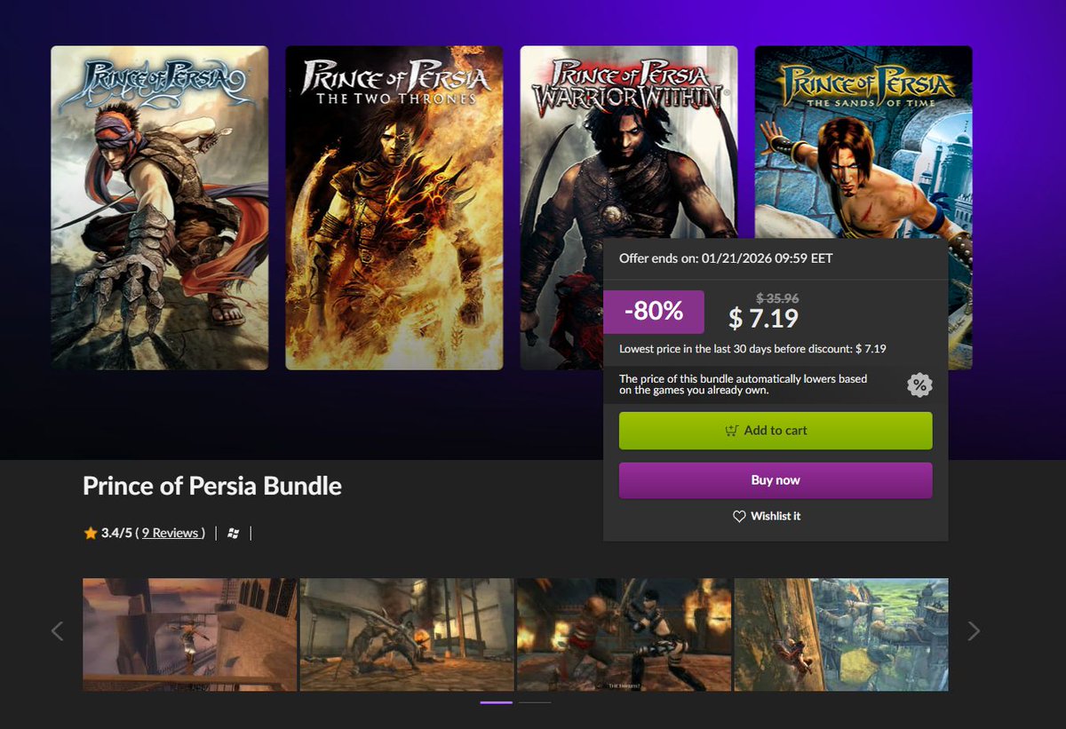 Wario64's tweet image. Prince of Persia bundle is $7.19 on GOG buff.ly/FXHBCMa #ad