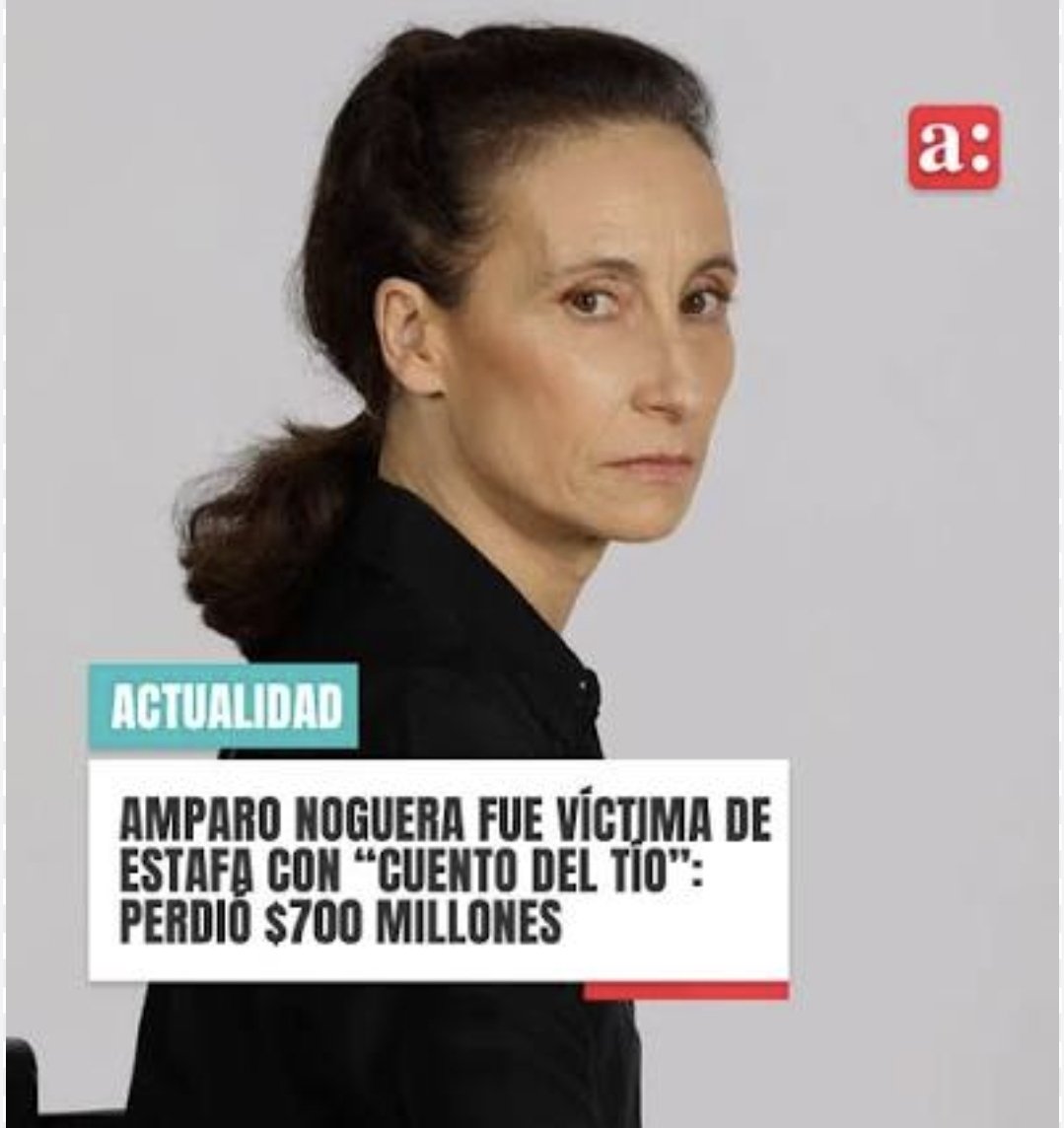 -Amparo Noguera, 2025: "Tengo miedo, si no se aprueba la PGU, me voy a jubilar con $120.000?"

-Amparo Noguera, 2026: Le robaron $700 millones en una estafa.

                                       FIN.
