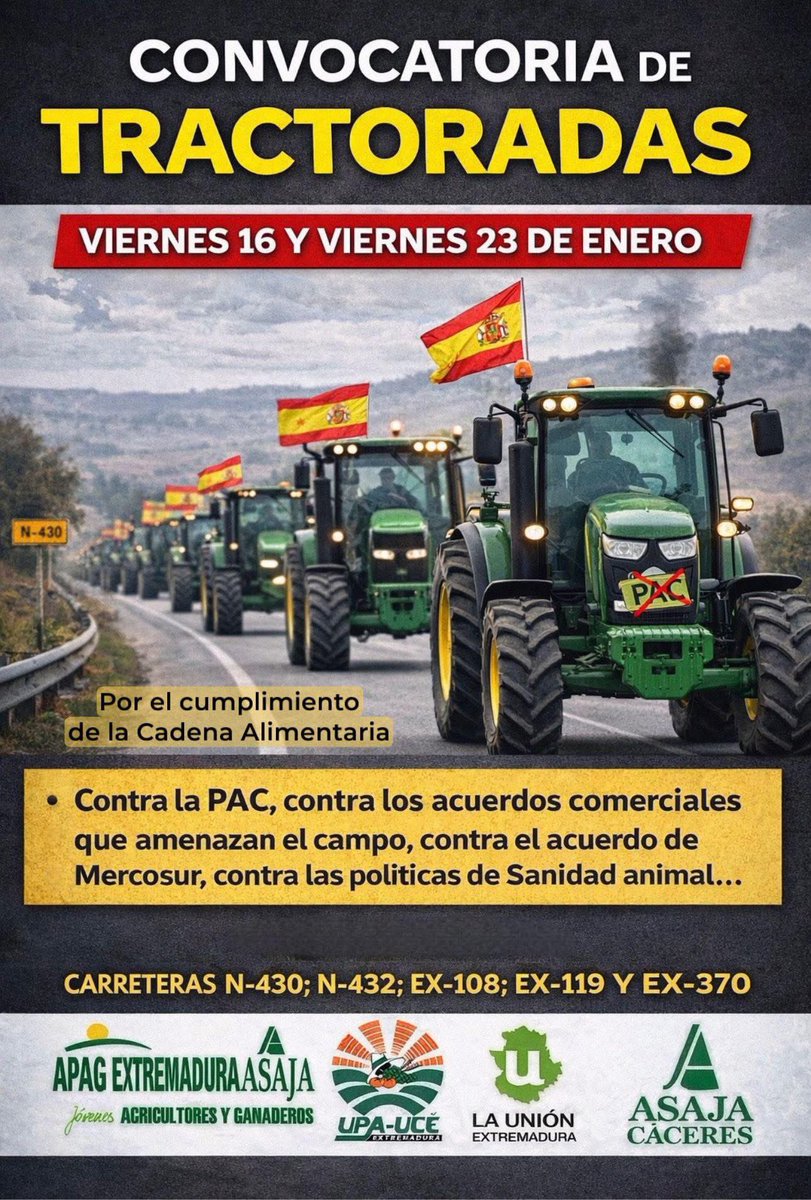 GuitoEx's tweet image. Llegó el momento de las #tractoradas 🚜🚜🚨🚜🚜en España.

¡Por un sector primario digno!