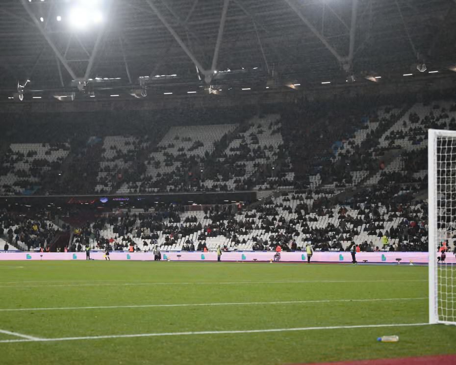 NEW: West Ham announced last nights attendance as 62,429 when actually  only 34,000 people went through the turnstiles.

<a href="/guardian_sport/">Guardian sport</a>