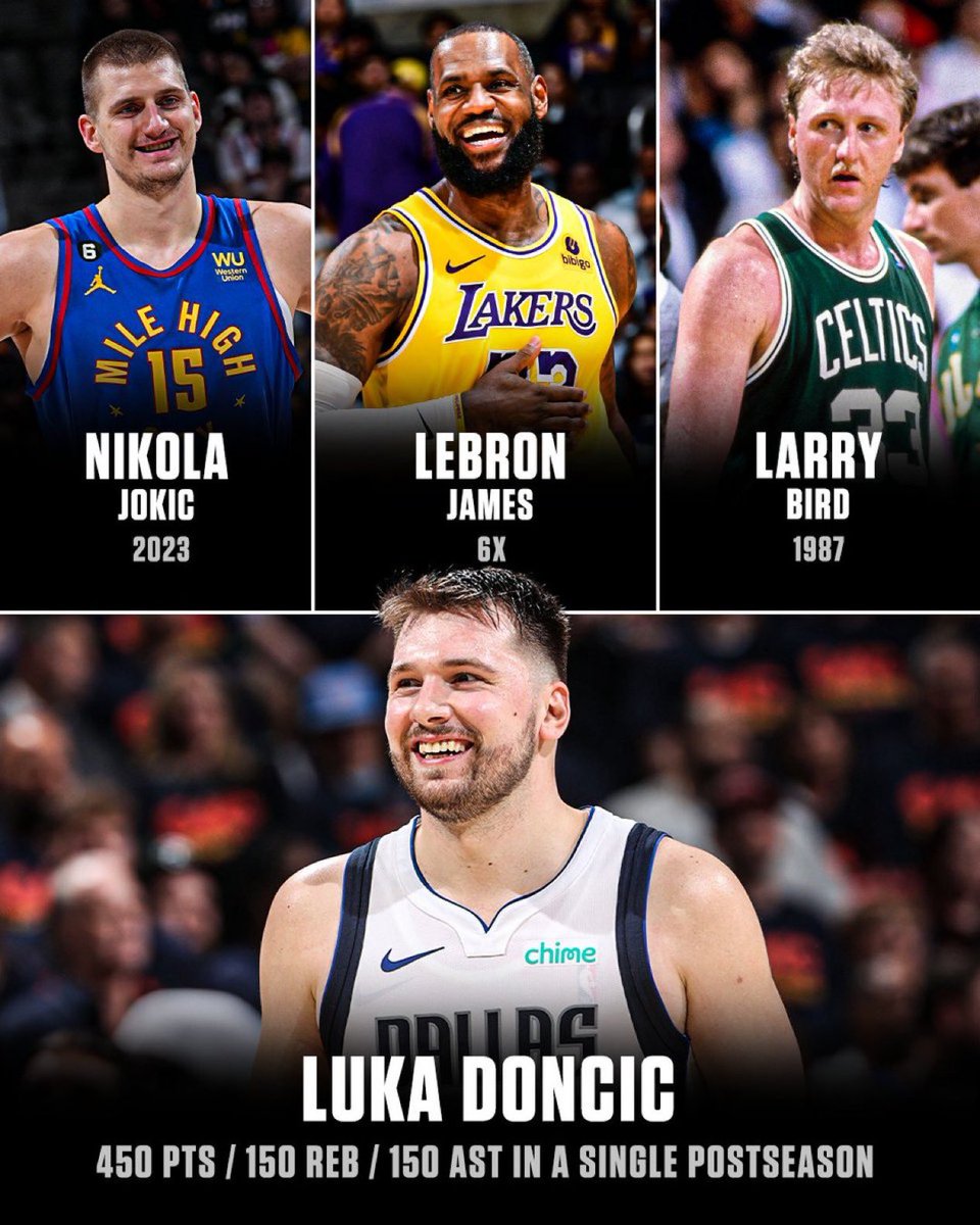 SportsSeason_'s tweet image. the only 4 players EVER to drop 450/150/150 in a single postseason 📈