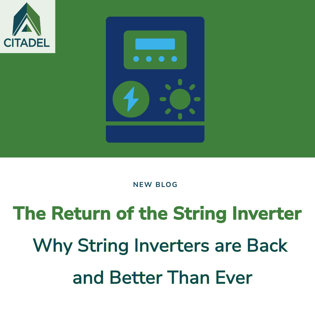 Today’s string inverters are more efficient, easier to install, and built to meet modern safety codes without extra components. 

🔗 Read the full blog: na2.hubs.ly/H02RclF0

#CitadelRS #SolarEnergy #TeslaPowerwall3 #StringInverter #HomeSolar #CleanEnergy #CitadelSolar