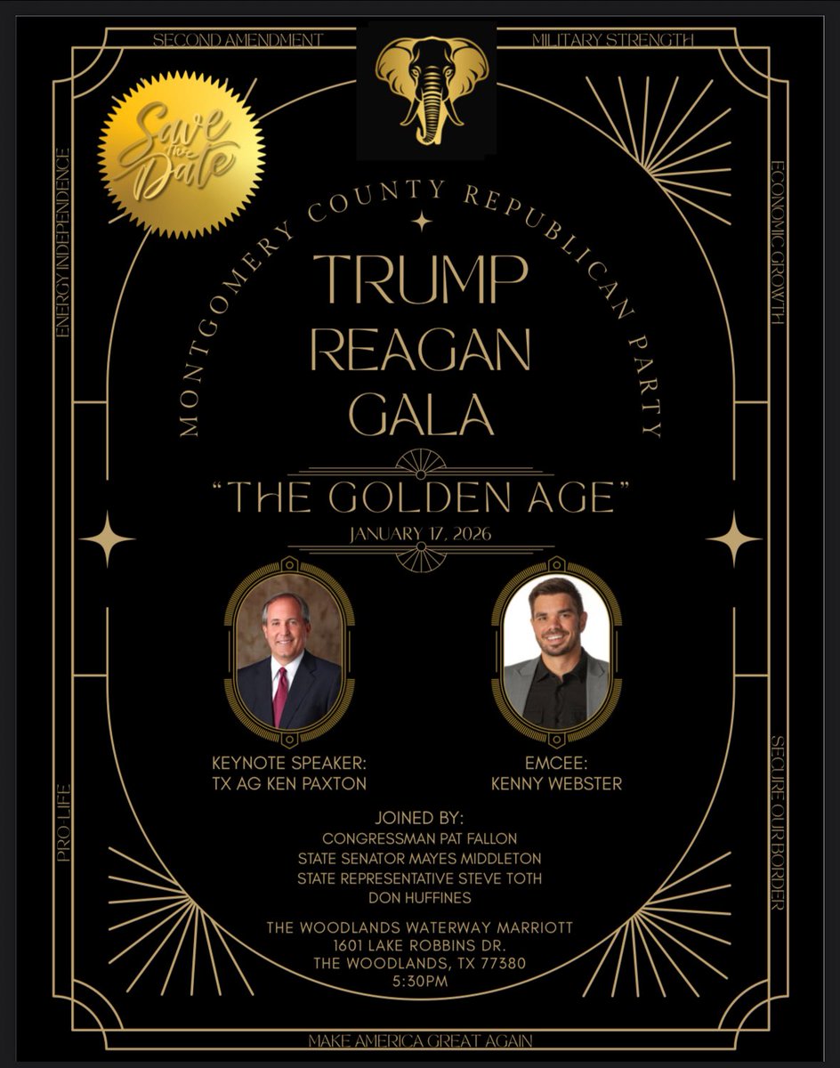 KennethRWebster's tweet image. Very excited to be hosting this event next week with the best AG in the country - @KenPaxtonTX 

Reserve your seat now:

mctxgop.org/trump-reagan-g…