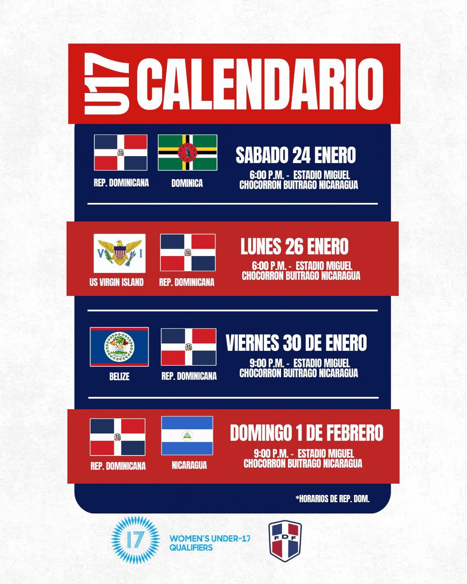 ¡PRÓXIMOS COMPROMISOS DE NUESTRA SELECCIÓN FEMENINA SUB-17! 🇩🇴🙌🏻❤️