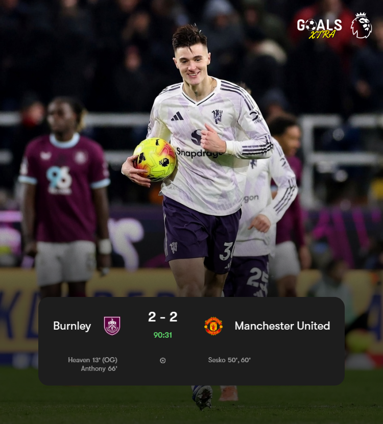 GoalsXtra's tweet photo. Manchester United have drawn their third consecutive match.  #BURMUN

⭕️ vs. Wolves (1-1)
⭕️ vs. Leeds (1-1)
⭕️ vs. Burnley (2-2) https://t.co/deFFK8JTpR