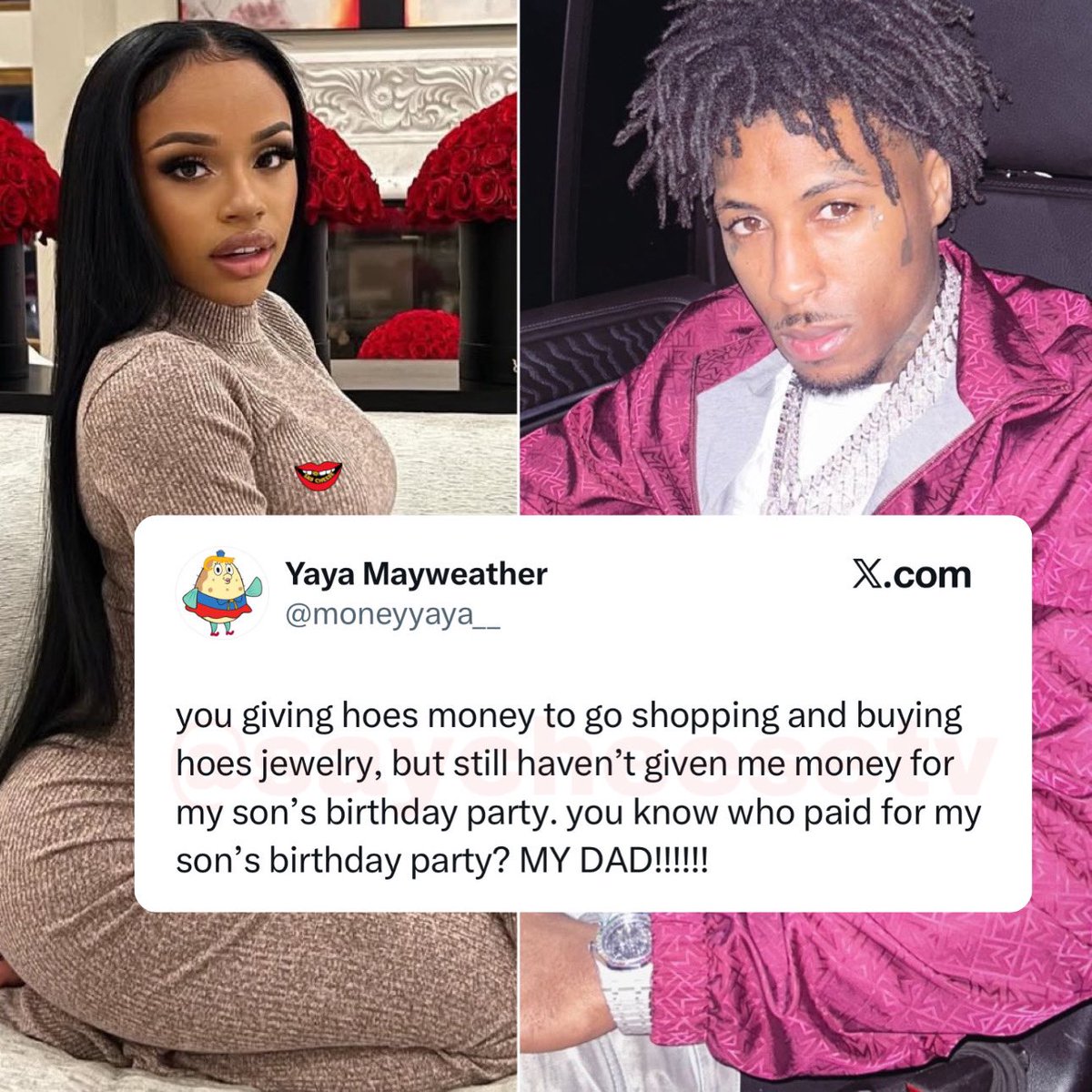 SaycheeseDGTL's tweet image. Yaya Mayweather calls out NBA Youngboy for not giving her money for their son's birthday party 😳