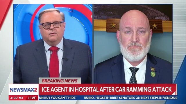 atrupar's tweet image. Newsmax: "ICE agent in hospital after car ramming attack"