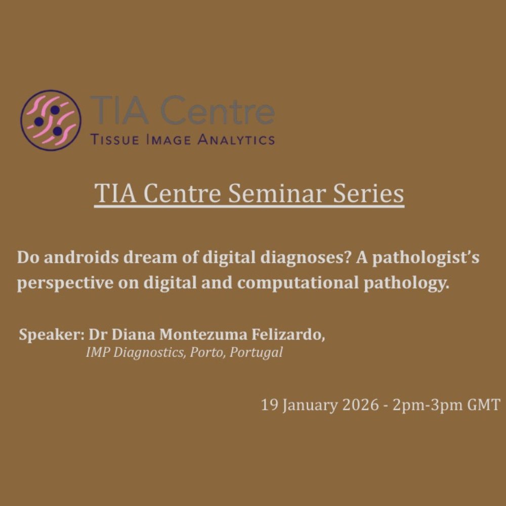 pathologynews's tweet image. Do androids dream of digital diagnoses? 🤖🔬

Join the Tissue Image Analytics (TIA) Centre Jan 19 for a pathologist’s real-world take on #DigitalPathology &amp;amp; #CPath.

🧠 From glass slides to algorithms
🤝 From solo reads to multidisciplinary collabs

📍Online | 2–3 PM GMT
🔗…