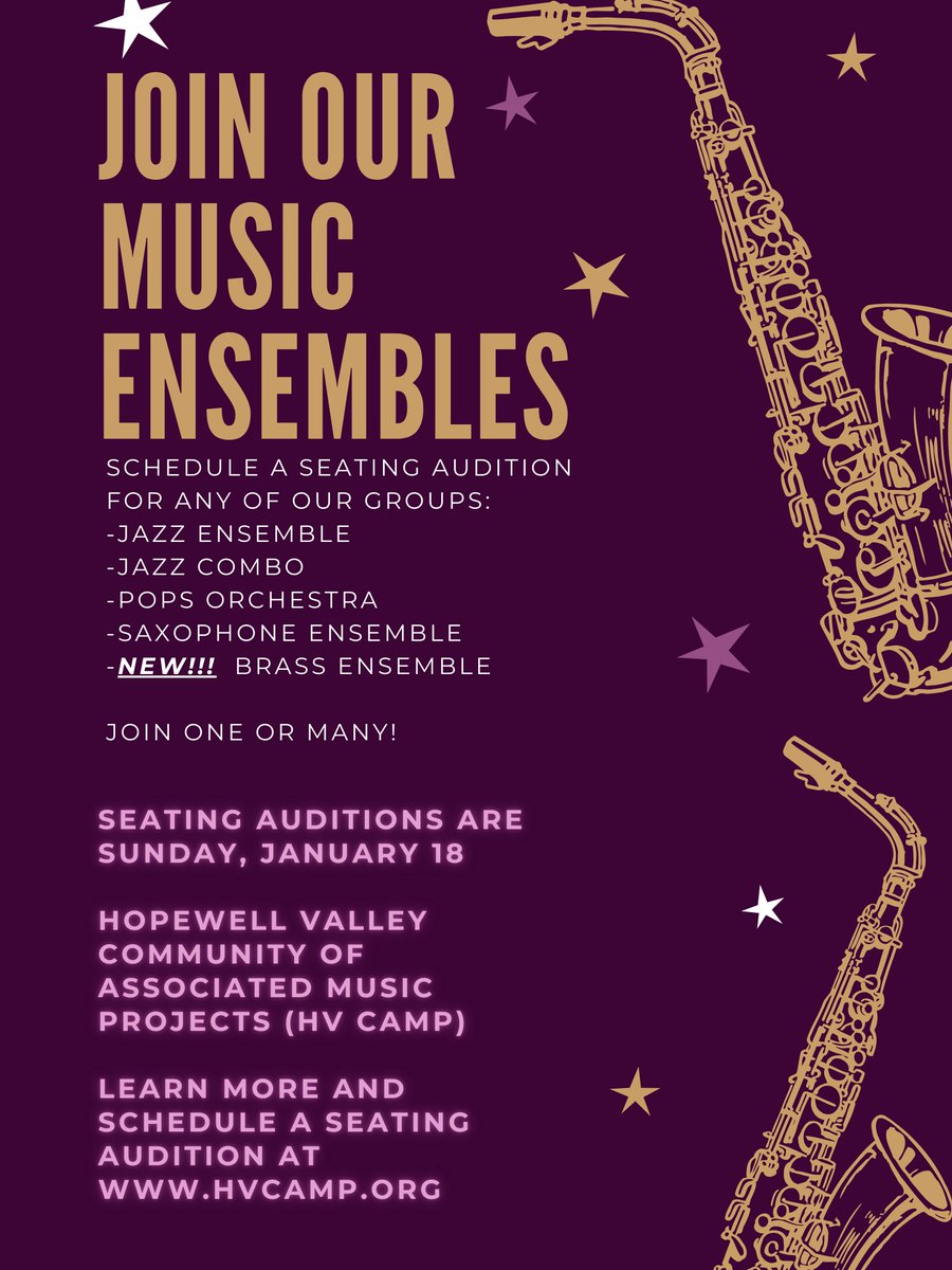 HV_CAMP's tweet photo. There's still time to join us!  Seating auditions are on 1/18.  Head to https://t.co/sIaJVbbR5X to learn about us; be sure to read our membership requirements, etc. https://t.co/CSCREw0rzQ