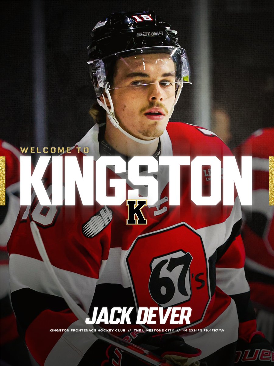 General Manager Kory Cooper has announced that we've claimed overage forward Jack Dever off of OHL waivers from the Ottawa 67's. 

DETAILS | chl.ca/ohl-frontenacs…