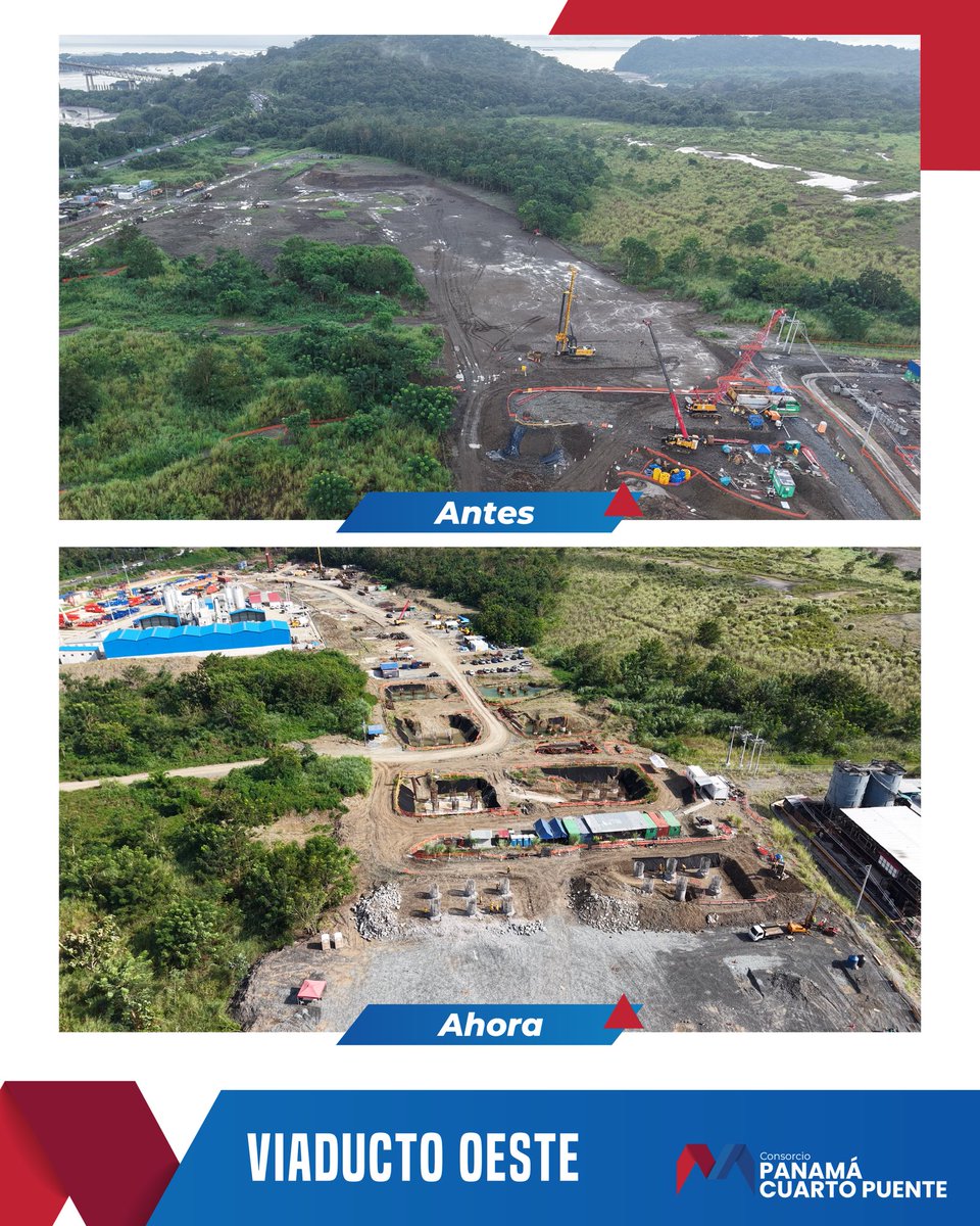 Hacemos memoria de lo construido y destacamos el avance del Viaducto de Acceso Oeste. ¿Sabías que ya cuenta con 193 pilotes ejecutados a la fecha, consolidando su estructura base? 

Seguimos sumando técnica y futuro para el país. #CuartoPuenteAntesyDespues