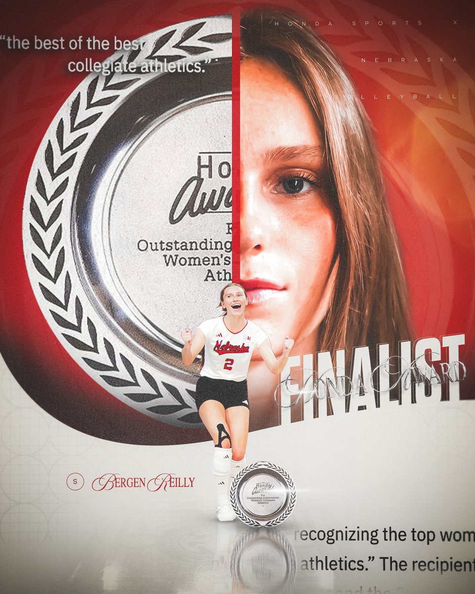 HuskerVB's tweet image. With the best of the best. ✨

@BergenReilly is a 2026 Honda Sports Award finalist -- an honor in recognition of the top women athletes in 12 NCAA-sanctioned sports by the CWSA!