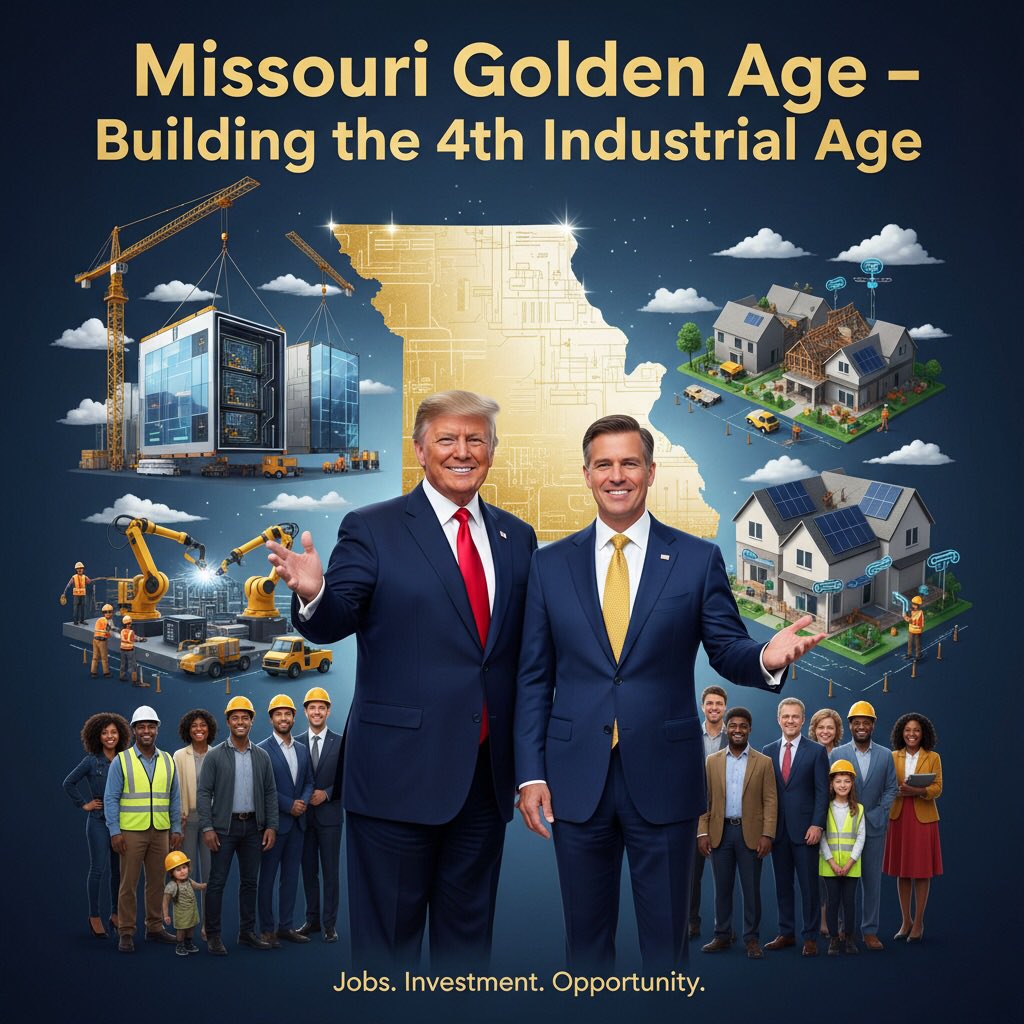 captonbyrd's tweet photo. Missouri is heading into the Golden Age @POTUS  &amp; @GovMikeKehoe have talked about and Patriot Futures is working to make St. Charles County a leader in the 4th Industrial Age. 
Strong families. Real jobs. Grid Ready communities. We the People are the patriots we need.#Missouri https://t.co/X6qb6YqkVf