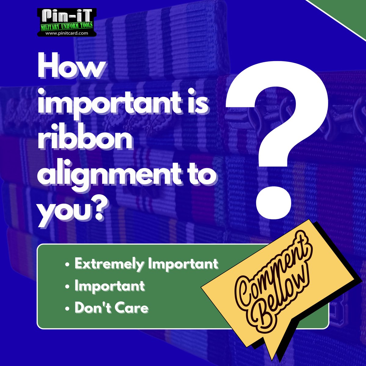pinit_card's tweet image. When it comes to your ribbon rack, do you believe alignment should be flawless?
✔ Extremely Important
✔ Important
✔ Don't care
Share your thoughts below 👇 👇
#comment #commentbellow #ribbons #Military