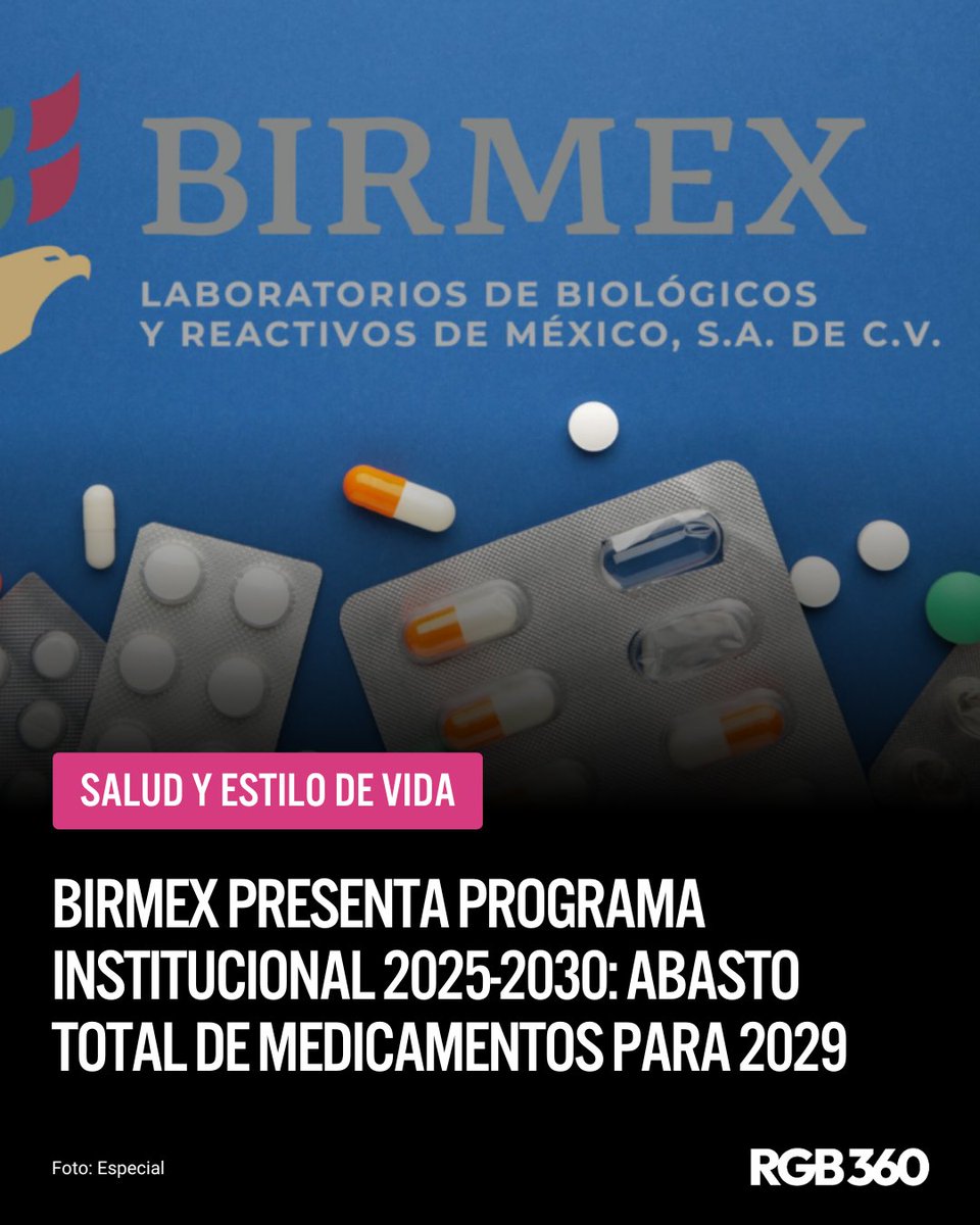 <a href="/Birmex/">Birmex</a> presentó su Programa 2025-2030 en el DOF, con el objetivo de alcanzar el 100% de cobertura efectiva en el abasto de #medicamentos e insumos de #salud en instituciones públicas para 2029.

Lee más: rgb360.com.mx/birmex-program…