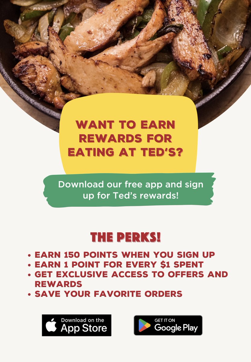 Goal for the new year:

- Download the free Ted's app so I can start earning rewards and save money!